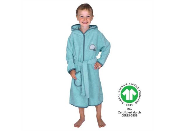 Wörner Kinder Bademantel mit Kapuze Wale
