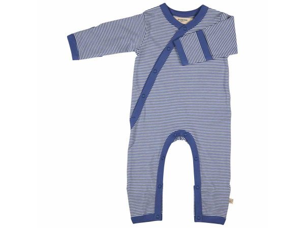 PIGEON Baby Strampler Kimono Romper blau gestreift