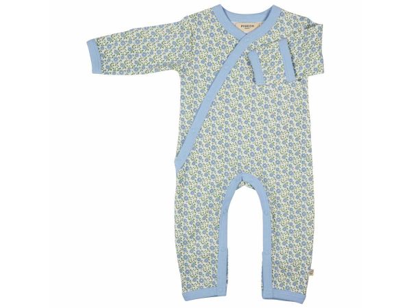 PIGEON Baby Strampler Kimono Romper Millefleur blaugrün