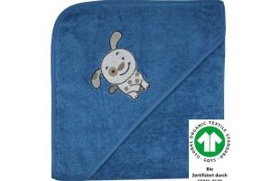 Wörner Kapuzenbadetuch Hund blau