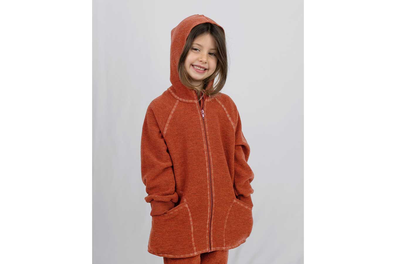 ENGEL NATUR Kapuzenjacke Wollwalk mit Zipper