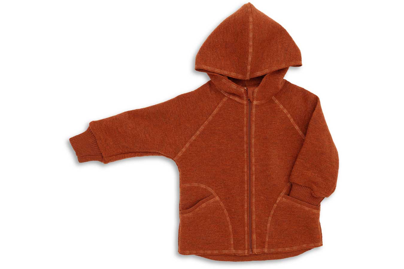 ENGEL NATUR Kapuzenjacke Wollwalk mit Zipper