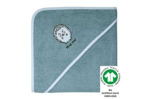 Wörner Kapuzenbadetuch Igel blau