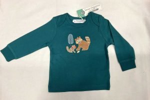 SENSE ORGANICS TIMBER Baby Shirt langarm Teal Raccoon