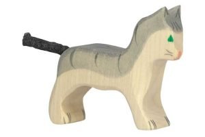HOLZTIGER Katze klein grau