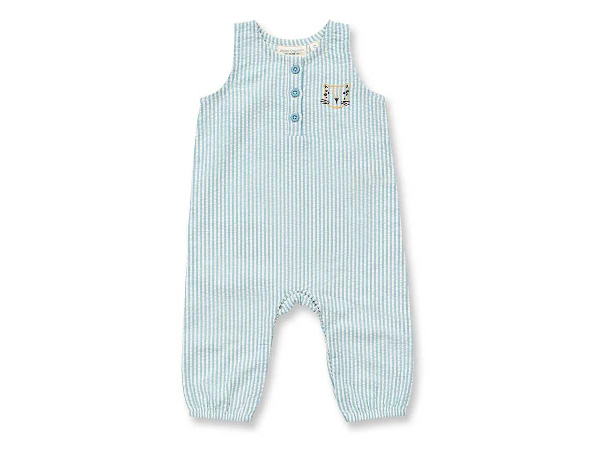 SENSE ORGANICS Baby Overall blau weiß geringelt