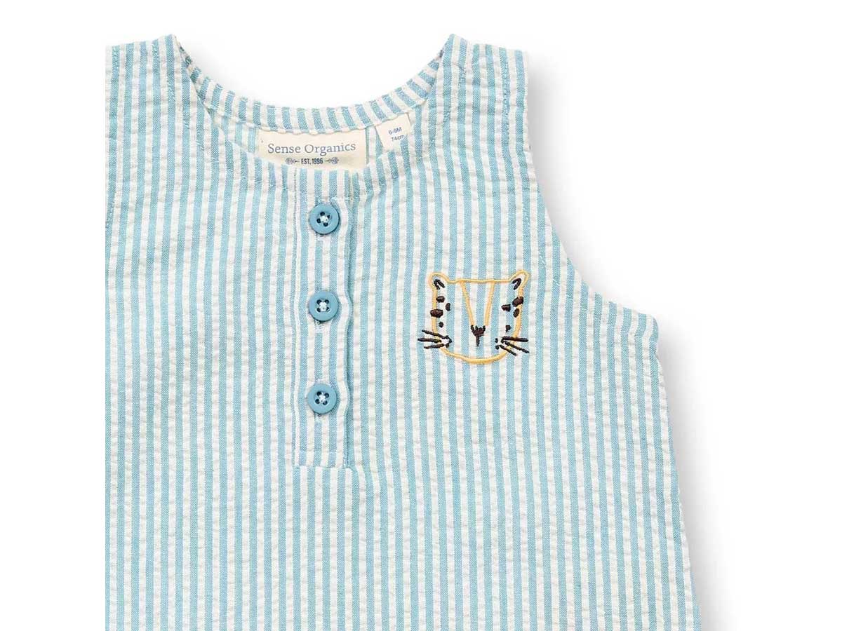 SENSE ORGANICS Baby Overall blau weiß geringelt
