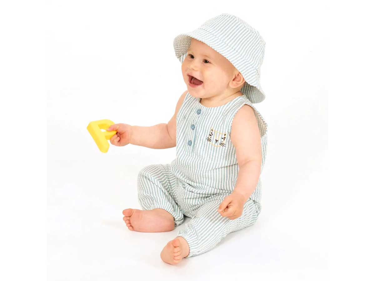 SENSE ORGANICS Baby Overall blau weiß geringelt