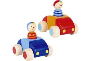 GOKI Holzauto mit Männchen und Hupe