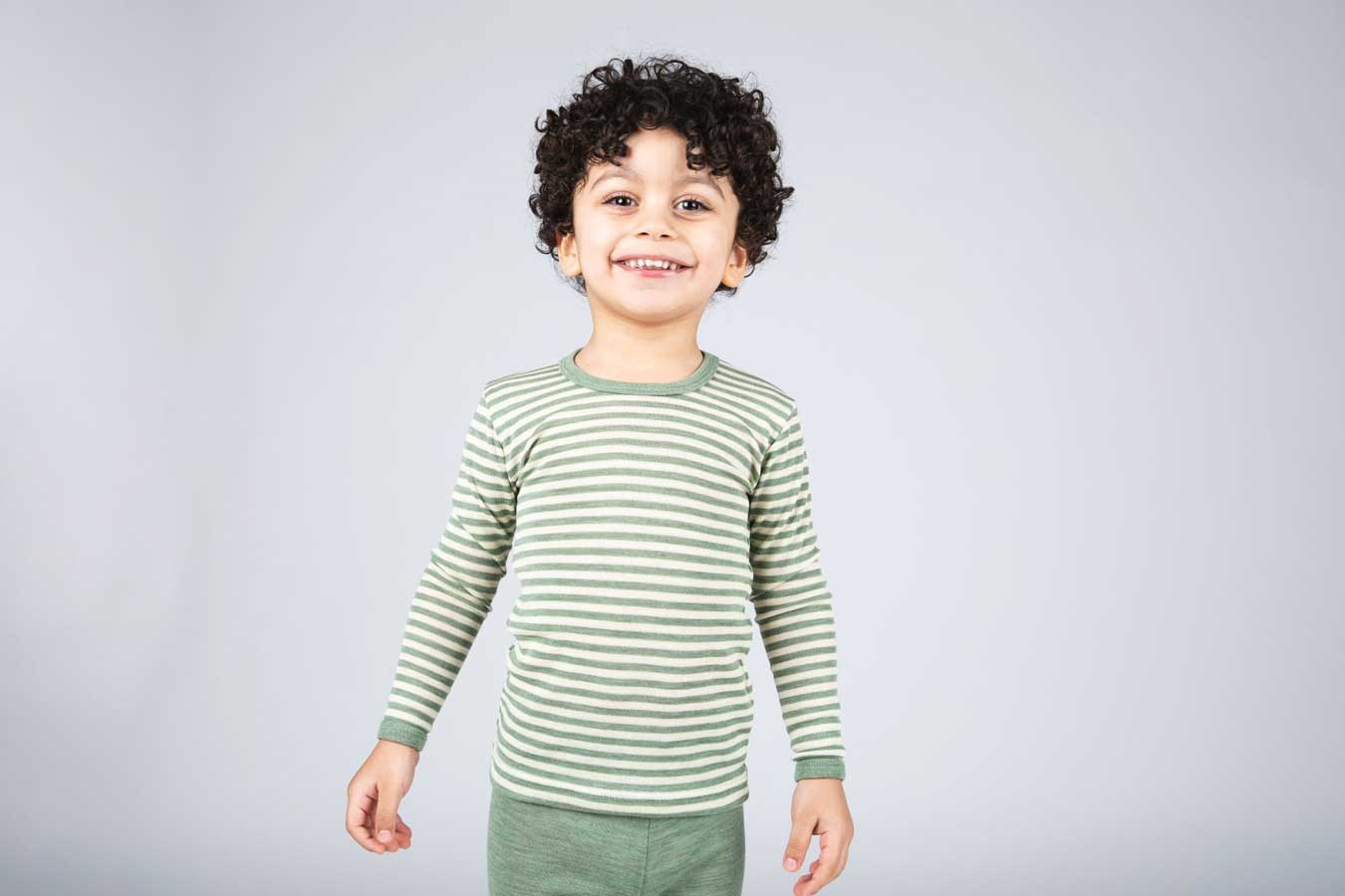 ENGEL Kindershirt langarm salbei natur geringelt